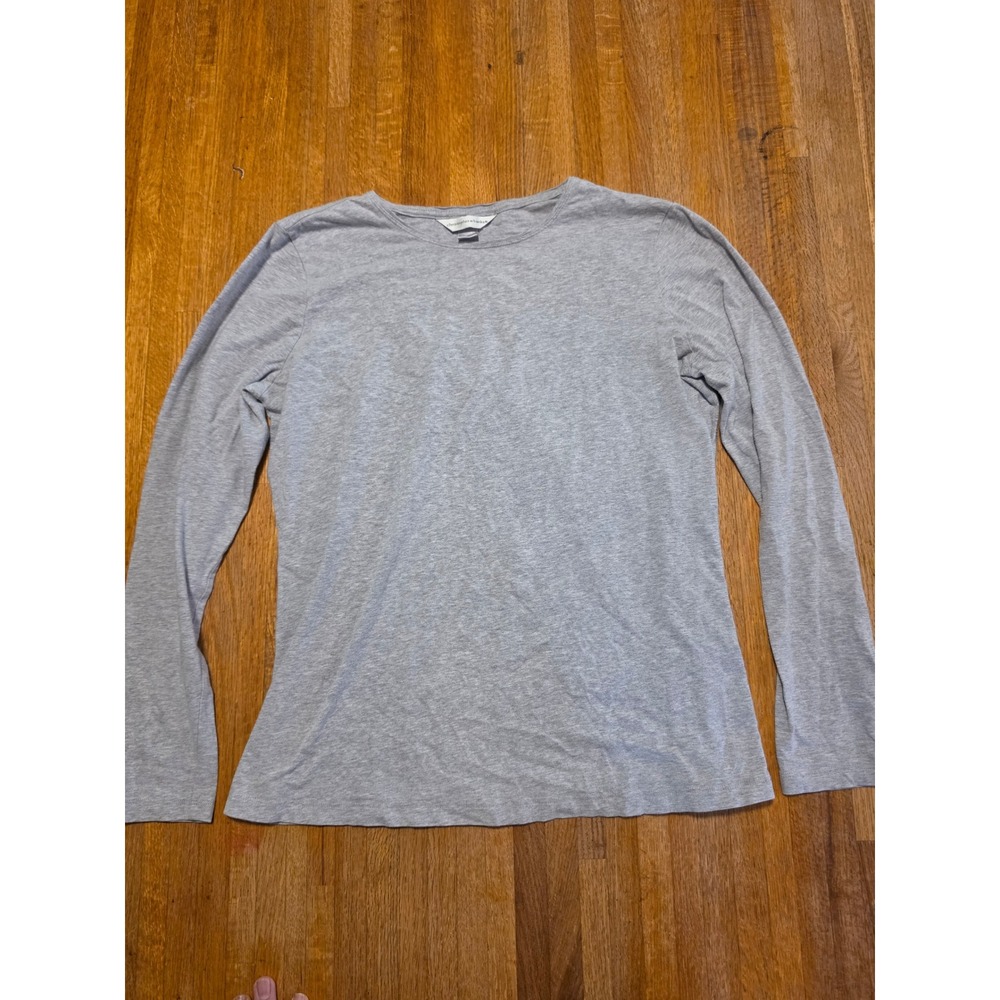 Christopher & Banks Women Large Light Gray Heather Long Sleeve Crew Neck Tee